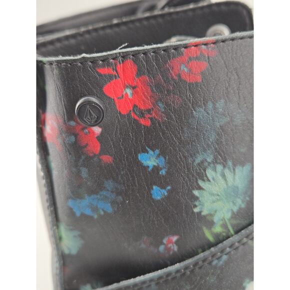 Whimsygoth Combat Volcom Go Figure Floral Lace Up Faux Leather Boots Shoes Sz 7 - Picture 7 of 14